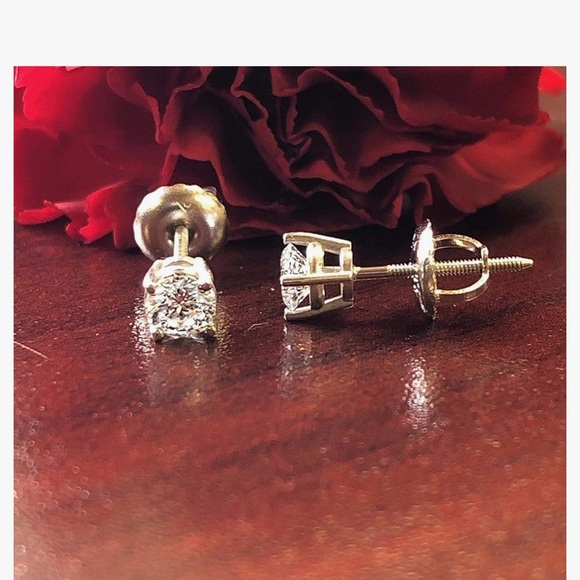 3.0 Carat D-E Color Lab Grown Diamond Stud Earrings in 14k White Gold - Picture 6 of 6